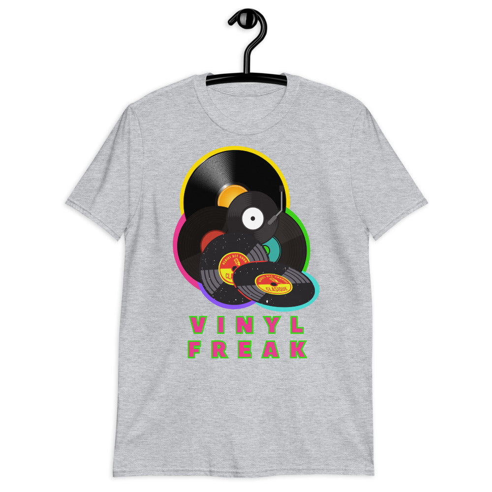 Vinyl Freak Old School Records Unisex Softstyle Tee - 100% Cotton, Retro Vinyl Lover Shirt