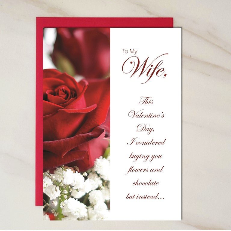 Flowers & Chocolate - Valentines Day Greeting Card for Wife