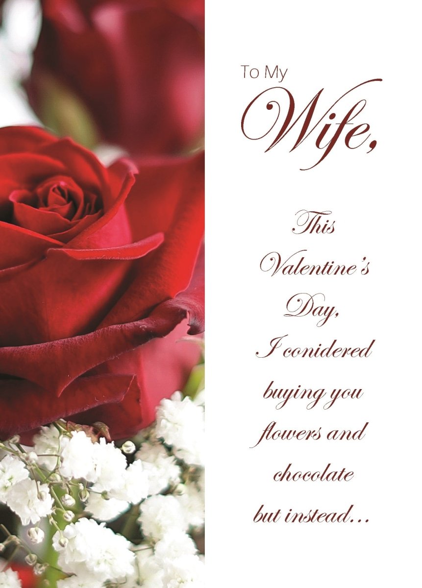 Flowers & Chocolate - Valentines Day Greeting Card for Wife