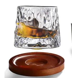 Rotating Whiskey Glass with Wooden Base