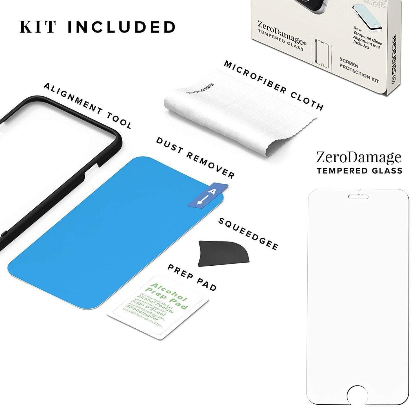 ZeroDamage Glass Screen Protector Kit - iPhone 8/7/6