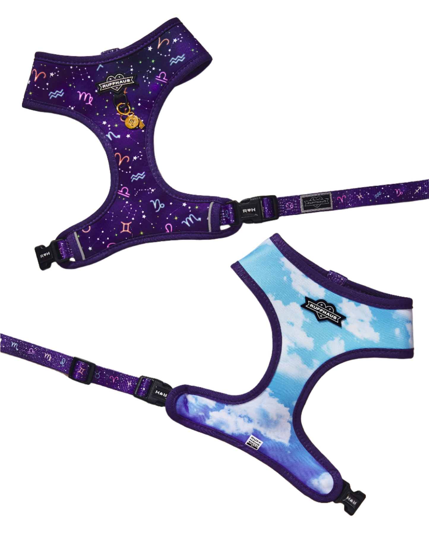 Zodiac Drip Reversible Dog Harness - Soft Neoprene, Adjustable, 2 Fun Patterns, Reflective Safety